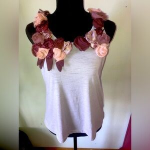 ANTHROPOLOGIE One September Top Lyla Sequin Floral Chiffon Tunic Top size SM
